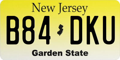 NJ license plate B84DKU