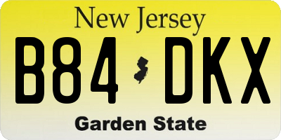 NJ license plate B84DKX