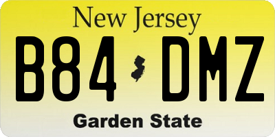 NJ license plate B84DMZ
