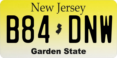 NJ license plate B84DNW