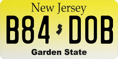 NJ license plate B84DOB