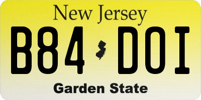 NJ license plate B84DOI