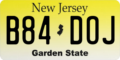 NJ license plate B84DOJ