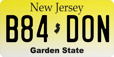 NJ license plate B84DON