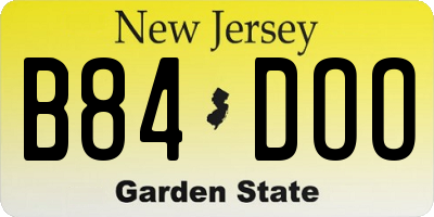 NJ license plate B84DOO