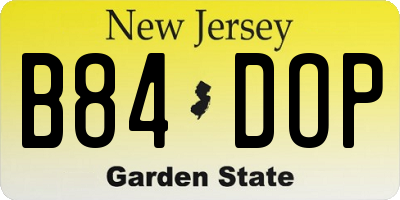 NJ license plate B84DOP