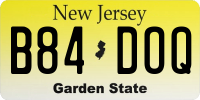 NJ license plate B84DOQ