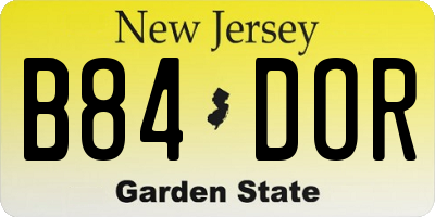 NJ license plate B84DOR