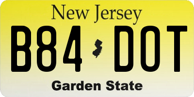 NJ license plate B84DOT