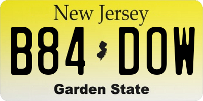 NJ license plate B84DOW