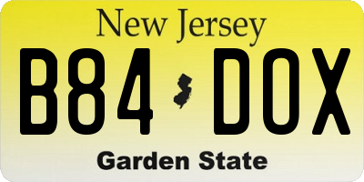 NJ license plate B84DOX