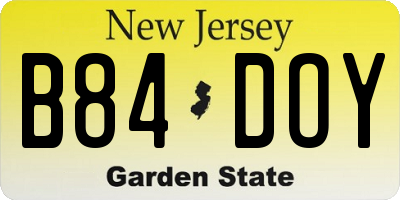 NJ license plate B84DOY