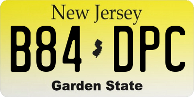 NJ license plate B84DPC