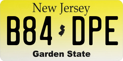 NJ license plate B84DPE