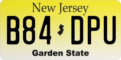 NJ license plate B84DPU