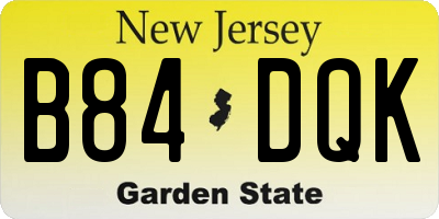 NJ license plate B84DQK