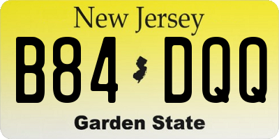 NJ license plate B84DQQ