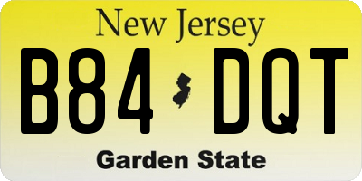 NJ license plate B84DQT