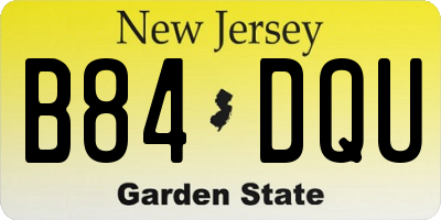 NJ license plate B84DQU