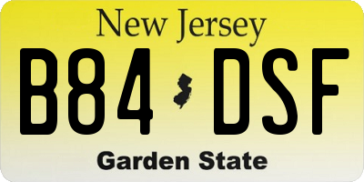 NJ license plate B84DSF