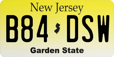 NJ license plate B84DSW