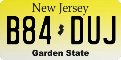 NJ license plate B84DUJ
