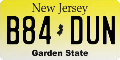 NJ license plate B84DUN