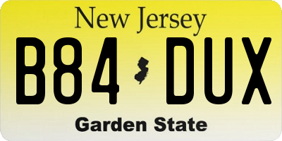 NJ license plate B84DUX