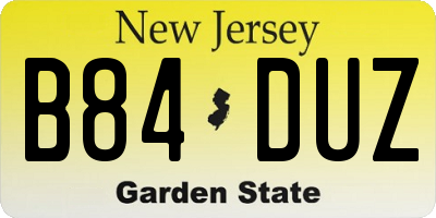 NJ license plate B84DUZ