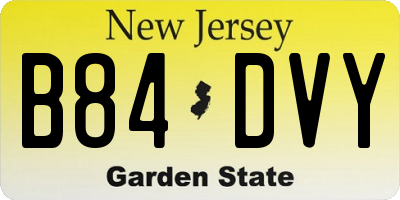 NJ license plate B84DVY