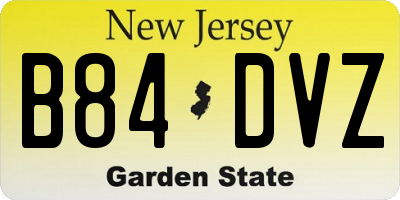 NJ license plate B84DVZ