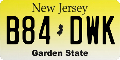 NJ license plate B84DWK