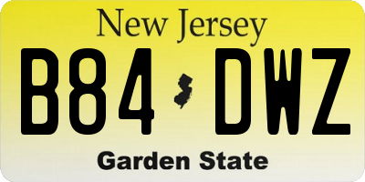 NJ license plate B84DWZ