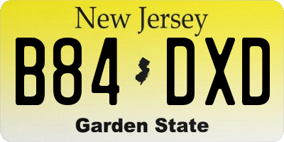 NJ license plate B84DXD