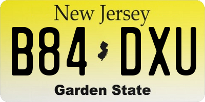 NJ license plate B84DXU