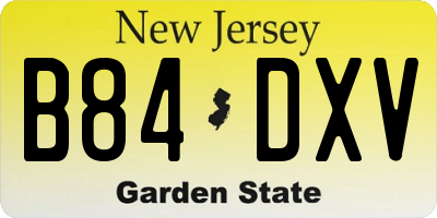 NJ license plate B84DXV
