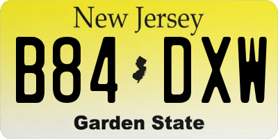 NJ license plate B84DXW