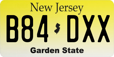 NJ license plate B84DXX