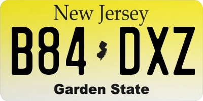 NJ license plate B84DXZ