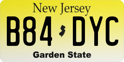 NJ license plate B84DYC