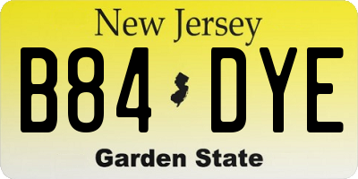 NJ license plate B84DYE