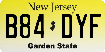 NJ license plate B84DYF