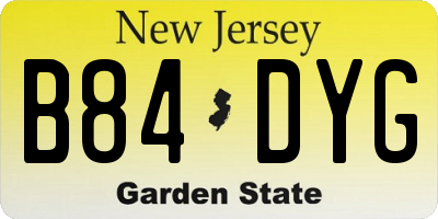 NJ license plate B84DYG