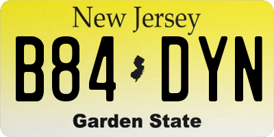 NJ license plate B84DYN