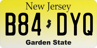 NJ license plate B84DYQ