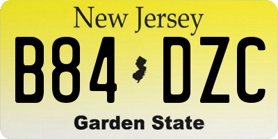 NJ license plate B84DZC