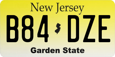 NJ license plate B84DZE
