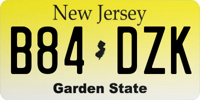 NJ license plate B84DZK