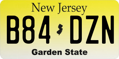 NJ license plate B84DZN