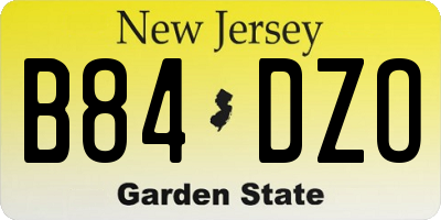 NJ license plate B84DZO